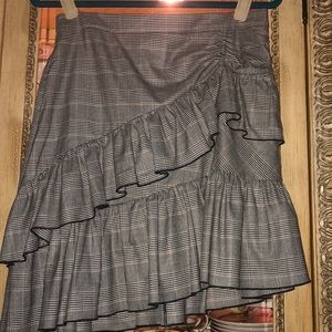 Club Monaco ruffled plaid skirt